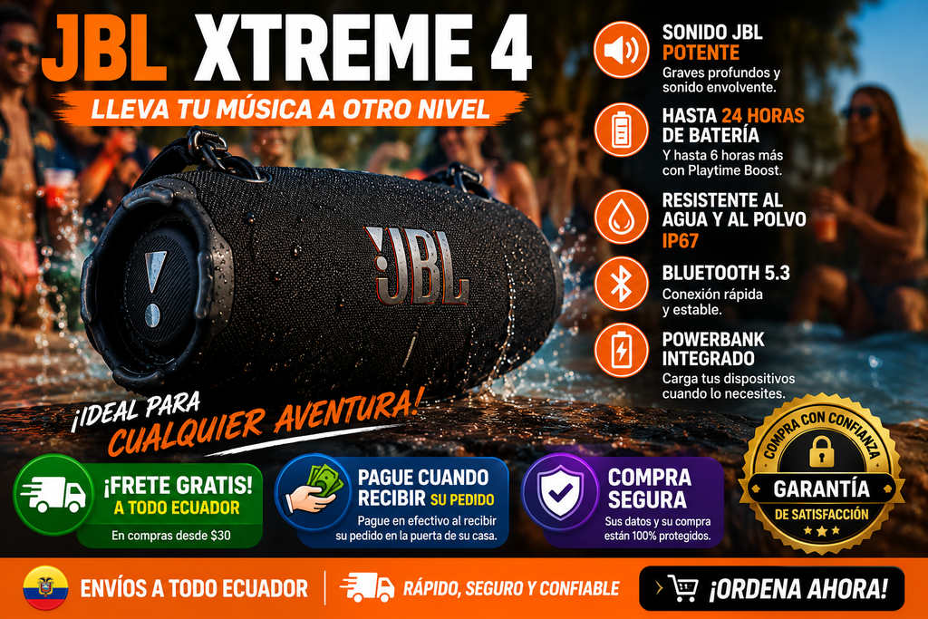 JBL Xtreme 4 – Parlante Bluetooth Portátil Potente, Impermeable IP67 y 24H de Batería